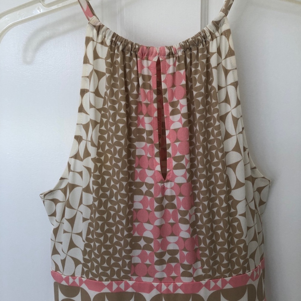 London Times Pink and Beige Geometric Pattern Stretchy Lightweight Dress size 4 - Picture 2 of 6